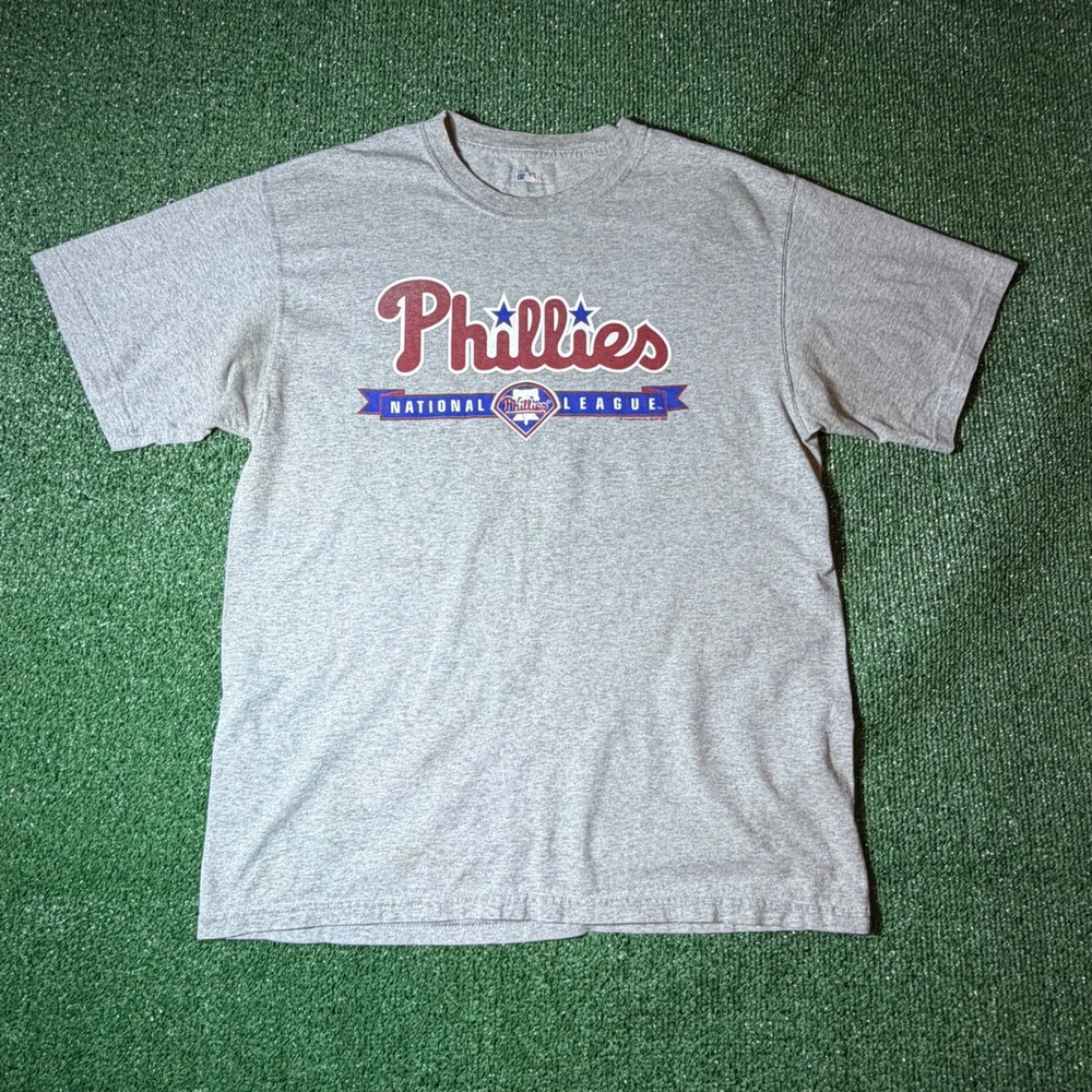 Mens Philadelphia Phillies T-Shirt Grey 2008 National League MLB Tee Large